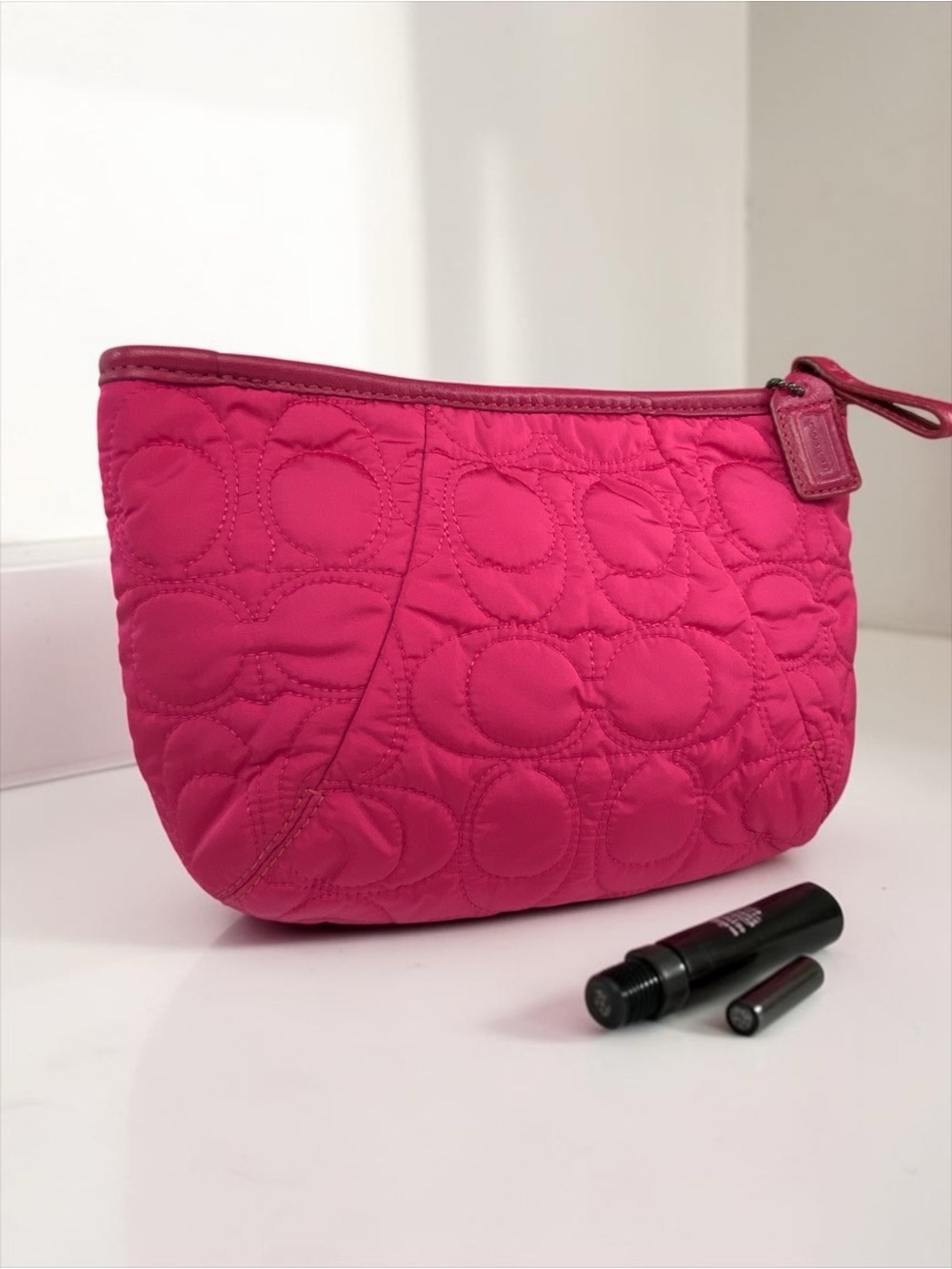 Coach Y2K Quilted Pink Makeup Cosmetics Case